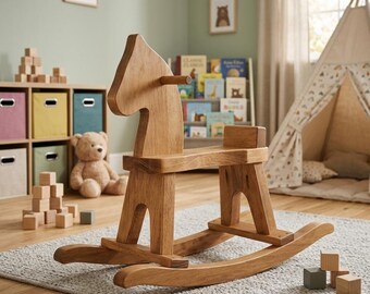 Wooden Rocking Horse for Toddlers – Handmade Kids Ride On Toy