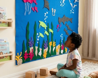 Ocean Felt Board Montessori Toy Kids Educational Wall Play Mat Nautical Room Decor