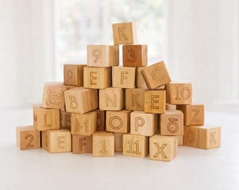 Maple Wood ABC 123 Picture Blocks – Heirloom Baby Toy