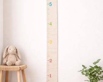Rainbow Kids Height Chart – Personalized Canvas Growth Ruler, Nursery Wall Decor