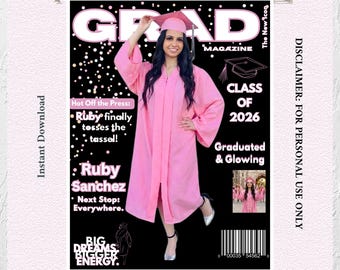 Plantilla personalizada para la portada de la revista de graduación / Anuncio de la promoción de 2026 (Descarga digital)