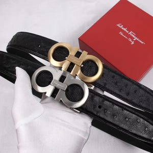 Authentic Salvatore Ferragamo leather belt Width:3.5cm/1.38in