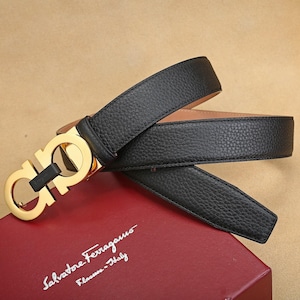 Authentic Salvatore Ferragamo leather belt Width:3.5cm/1.38in