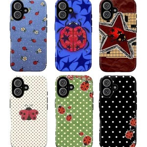 Ladybug Pattern Phone Case Collection Denim Daisies Stars Grid Polka Dots Plaid For Iphone 17 16 15 14 13, Gifts For Men Women