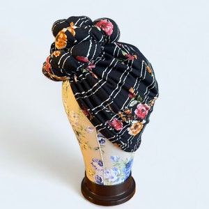 Pretied Turban Headwrap: Floral Knot Jersey Hair Covering