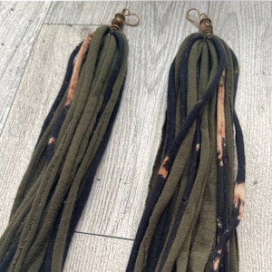 Fabric Tassel Earrings, Fringe Earrings, Tassel Earrings, Long Tassel Earrings, T Shirt Earrings, Textile Jewelry, Shabby Chic Earrings