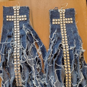 Denim Ohrringe, Denim Ohrringe für Frauen, Jeans Ohrringe, Jeans Denim Ohrringe, Fransenohrringe
