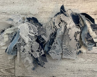 Denim Fringe Statement Earrings: Boho Chic Puffy Dangle