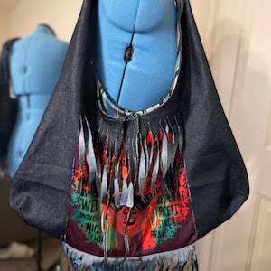Moja’Tu Style Denim Tote, Denim Bag, Crossbody Bag, Denim Shoulder Bag, Handmade Bag, Denim Purse, Upcycled Denim Bag, Cotton Bag,