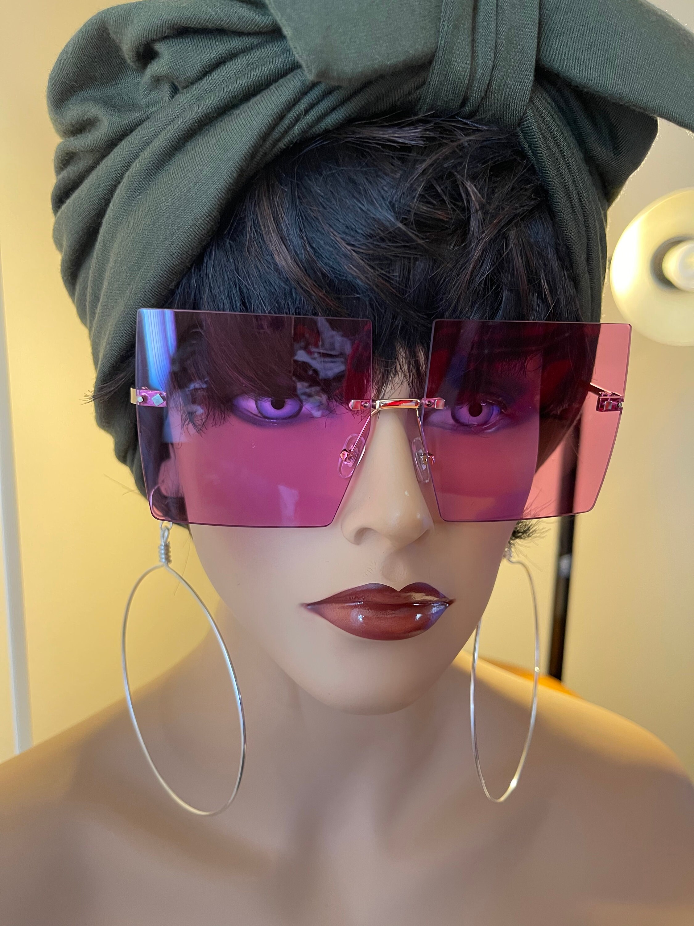 New Cut Purple Pink Lens Sunglasses square Rimless Sunglasses High Quality Pink/Rose Gold Oversized TR90 Square Gradient Sunglasses  main image 2