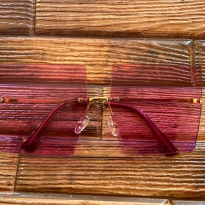 Rimless Square Sunglasses - Purple/Pink