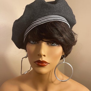 Beret Hat, Handmade Beret Hat, Upcycled Fabric, Winter Hat, Tam, Slouchy Hat, Slouchy Beret, Gifts for Her