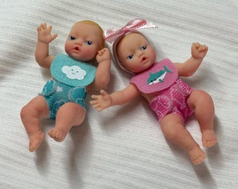 Custom Mini Baby Twins OOAK Miniature Dolls | Collectible MinisByDani Set