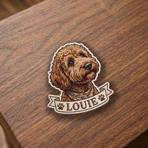 Custom Dog Name Patch, Goldendoodle Hook and Loop Patch, Poodle Harness Badge, Personalized Pet Patch, Backpack Dog Patch, Doodle Mom Gift