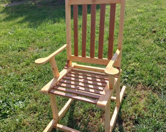Handmade Oversized Rocking Chair in Red Spruce & Walnut – Solid, Comfortable, Natural Wood Craftsmanship