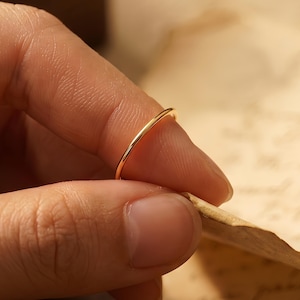 Thin Gold Ring | Minimalist 14k Gold Band | Dainty Stacking Ring for Women | Simple Gold Jewelry | Delicate Promise Ring | Gift for Her