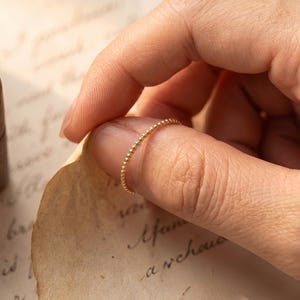Dainty Gold Beaded Ring | Minimalist Stacking Ring | 14k Gold Filled Ball Ring | Thin Delicate Gold Band | Simple Jewelry Gift for Her