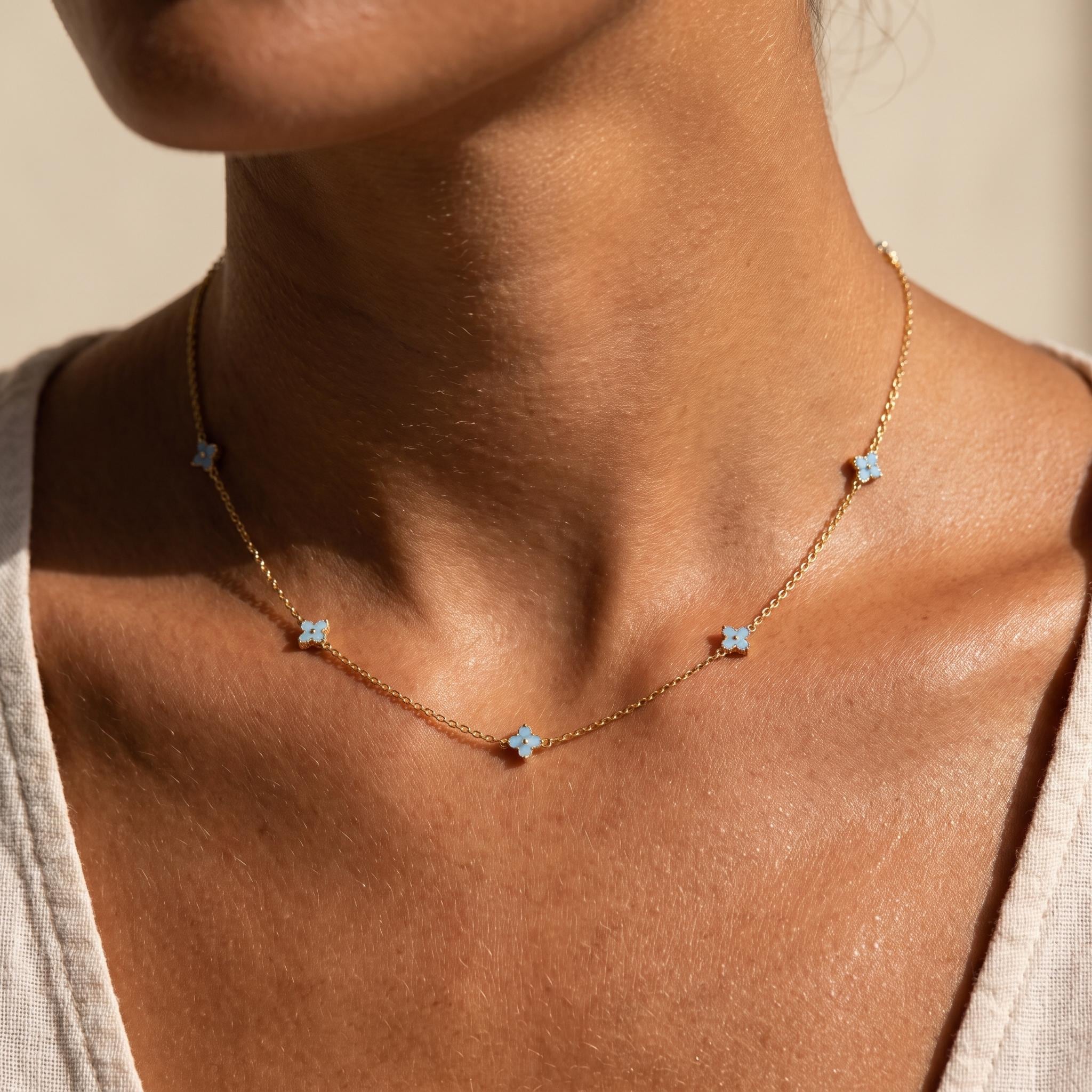 Blue clover necklace - Etsy 日本