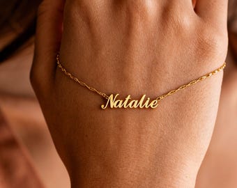 Collana con nome personalizzato con catena intrecciata, collana con nome personalizzato, collana con scritta in corsivo, regalo per damigella d'onore, collana per la mamma, regalo di laurea
