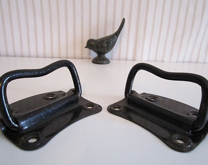ANTIQUE Metal Trunk, Chest Handles Set of 2, Gloss Black Etsy
