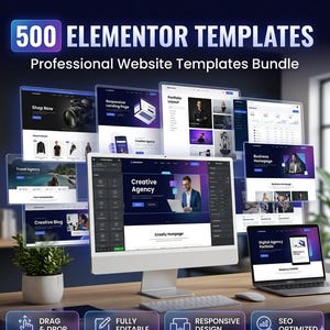 Bundel met 500 Elementor-sjablonen | WordPress-websitekits, bestemmingspagina's (digitale download)
