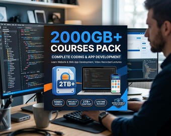 2000GB Online-Schulungspaket | Digital Marketing, AI, Coding, Business (Instant Download)