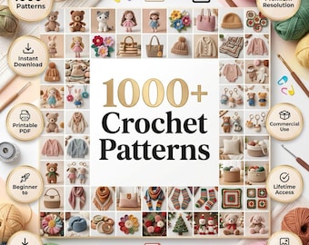Bundel met 1000 haakpatronen: amigurumi, dekens, truien, babykleding (PDF-download)