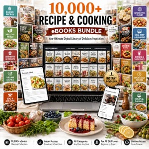 1000+ recepten en kookbundel Eenvoudige maaltijdena, gezond recept, snelle diners, bakdesser, afdrukbaar kookboek pdf-gids voor maaltijdplanner