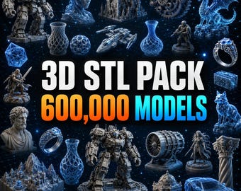 600.000+ 3D STL Modelle Mega Pack für CNC, Laser, 3D Druck (Digitaler Download)