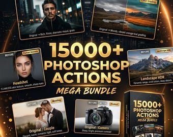15000+ Photoshop Aktionen Mega Bundle | Porträt-, Film- und HdR-Presets (Digitaler Download)