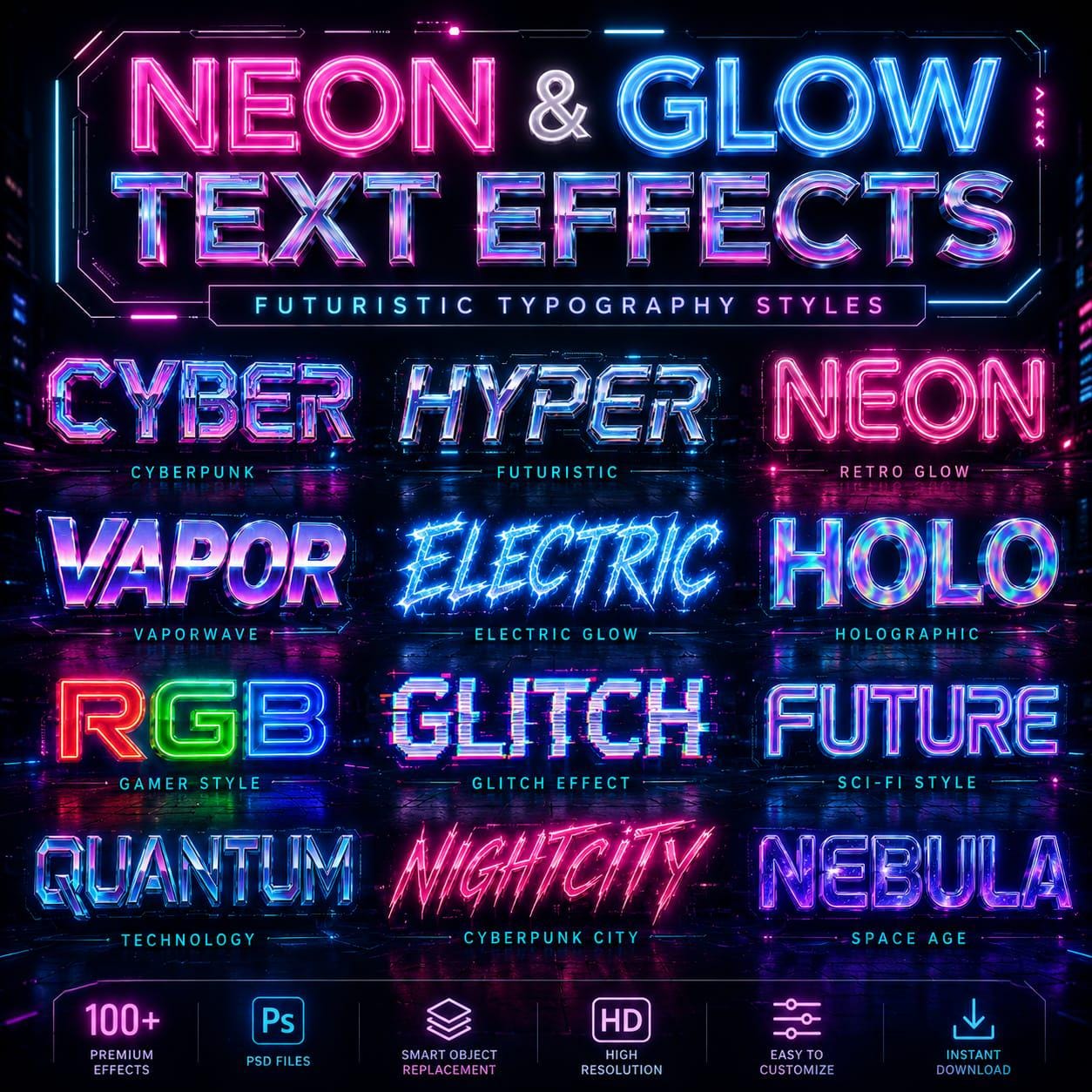 100+ 3D Text Effects Bundle | Photoshop PSD Styles, Logo Effects ...