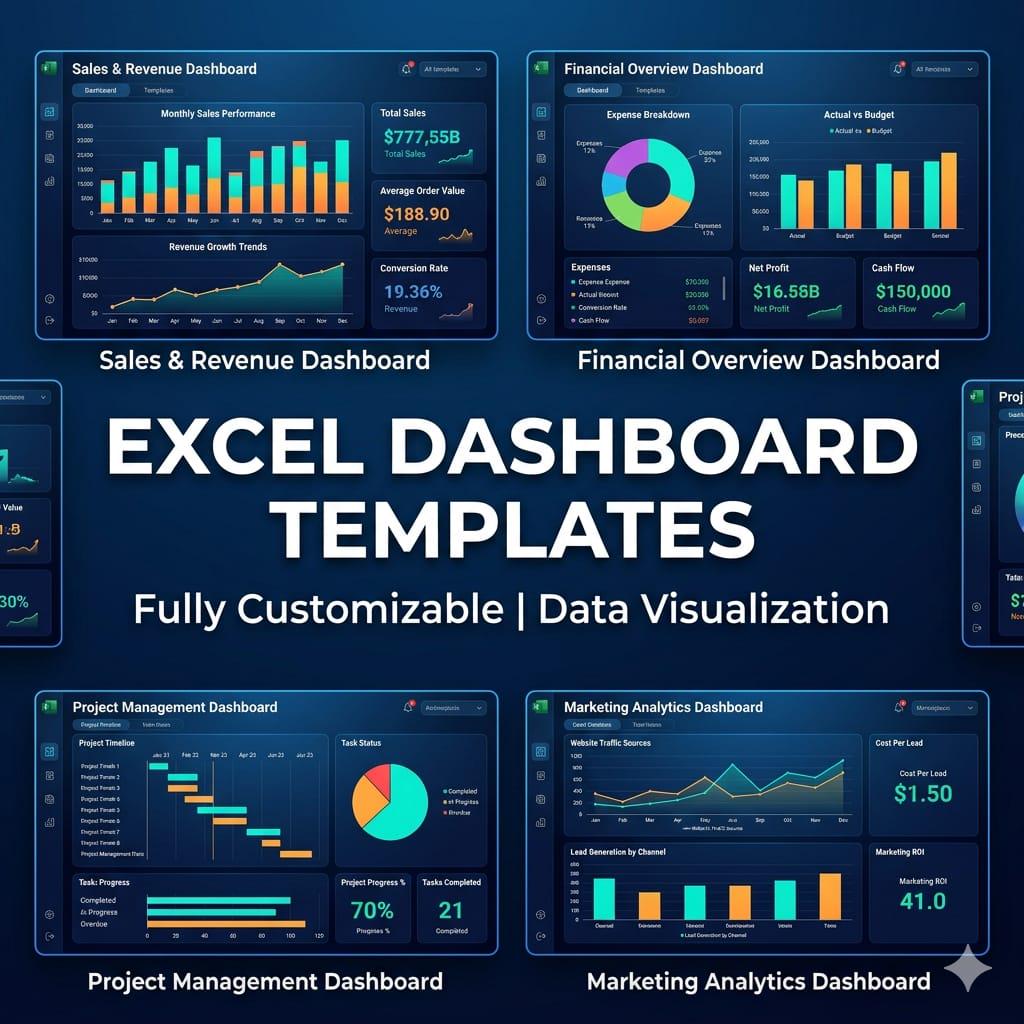 Excel Dashboard Templates Bundle | KPI Dashboard, Data Analytics ...