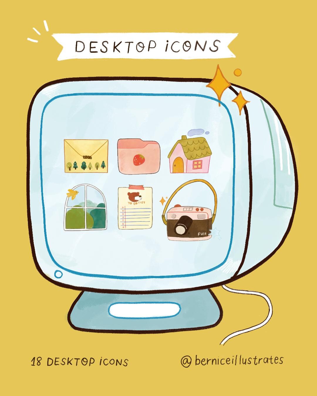Cosy Hand Drawn Desktop Icons for Macos & Windows, Instant Digital ...