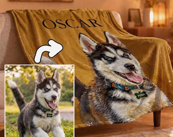 Husky Blanket | Customizable with Pet Photo | Keepsake for Family and Friends | Meaningful Birthday Gift