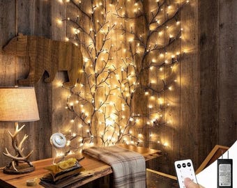Enchanted Willow Vine Lights with Remote, 144 LED Lighted Willow Branches, Christmas Swag Decor, Indoor Wall Bedroom Fairy Lights