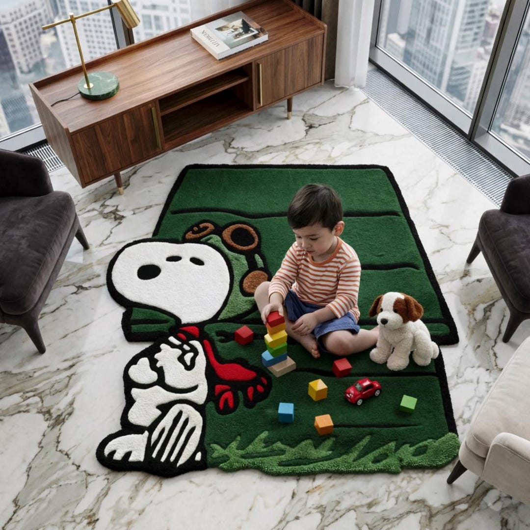 Snoozer Rug Snoopy Flying Ace Rug – Hand Tufted 100% Wool Modern Carpet - Etsy