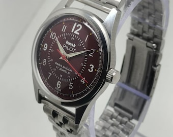 Hmt pilot hand winding wristwatch Brown Color dial working order
