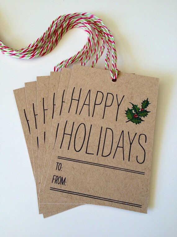 Items similar to Happy Holidays Gift Tags Set of 6 on Etsy