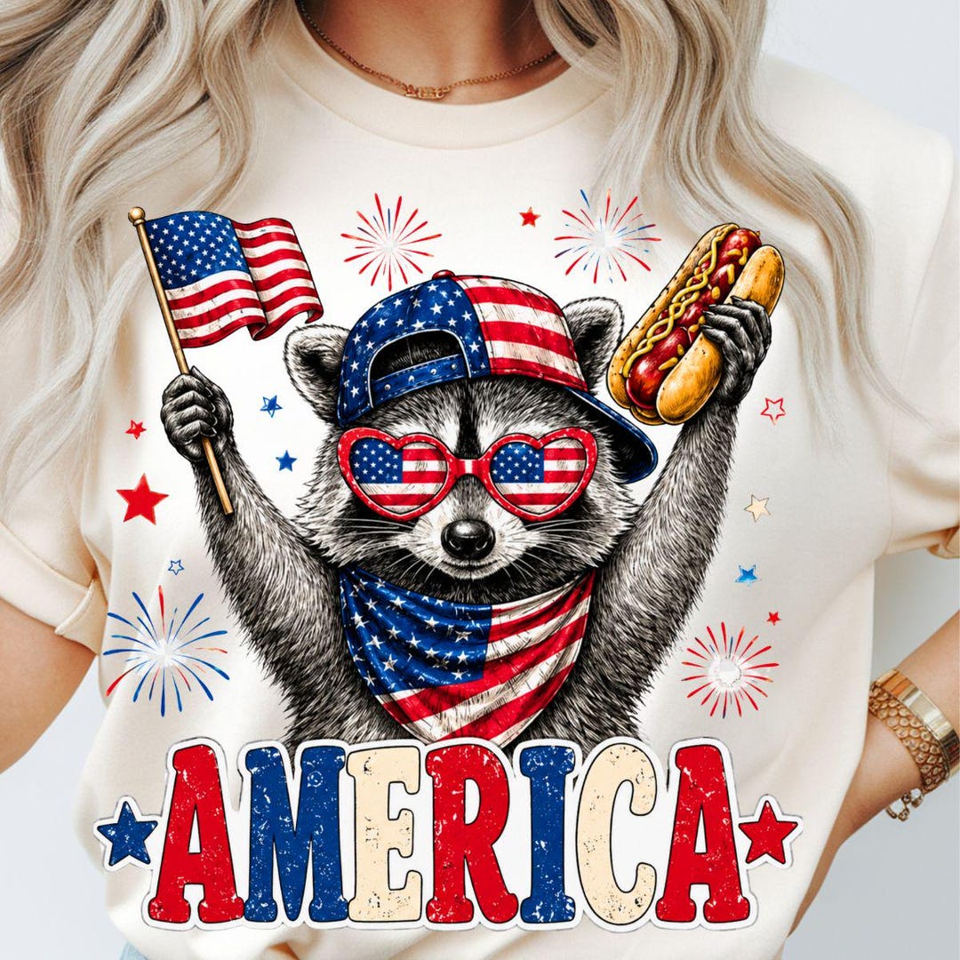 4th of July Raccoon PNG | Patriotic America PNG | Funny USA Raccoon ...