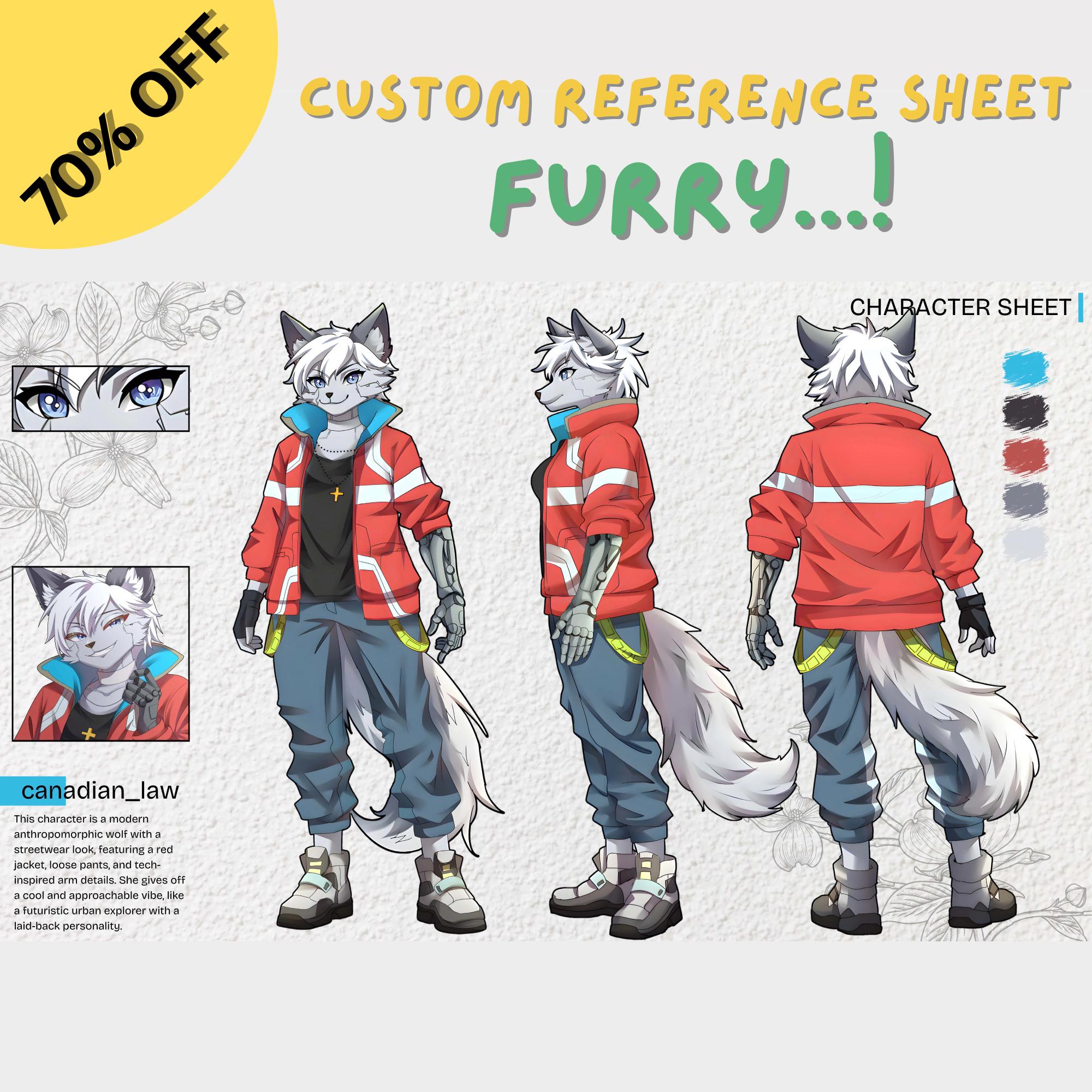 Custom Furry Reference Sheet – Anthro, Vtuber, OC Character Design ...