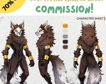 Niestandardowy arkusz referencyjny futrzaków – Anthro, VTuber, projektowanie postaci OC (zlecenie cyfrowe)