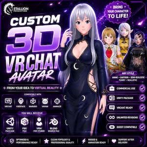 Custom VRChat Avatar: 3D Anime, Furry Character Design