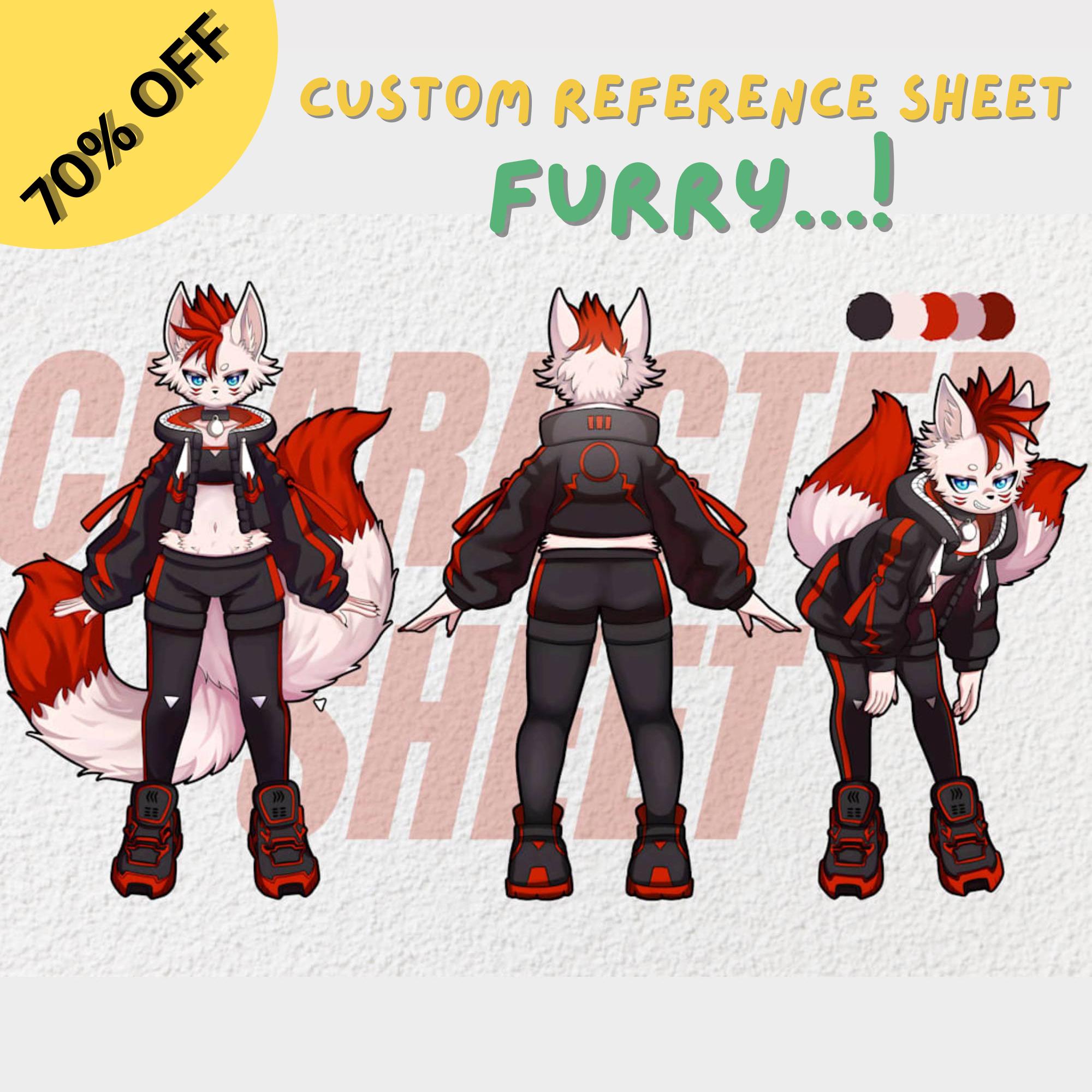 Custom Furry Reference Sheet – Anthro, Vtuber, OC Character Design ...