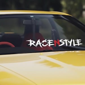 RACE STYLE JDM Windshield Banner – Racing Sunstrip Decal – Tuner Car Sticker – Drift / Track / Street Build Vinyl