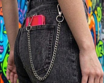 Edelstahl Punk Kette, Alternative Handy und Hosen Accessoire