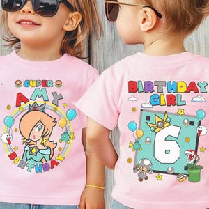 Chemise d'anniversaire personnalisée Mario Princess Rosalina, chemise de film Mario, chemise de famille Mario univers épique, cadeau d'anniversaire Mario Party image 6