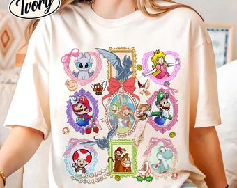 Camiseta de Epic Universe con lazos florales, camiseta de Mario, camisetas de Universe, Universal Studios, camiseta de viaje familiar a los parques Universe 2026