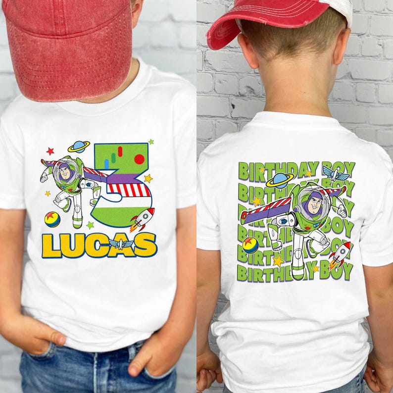 Disneyland Buzz Lightyear Birthday Boy Tshirts, Personalized Toy Story Birthday Shirts, Toy Story Theme Party, Family Birthday Matching Tee image 3