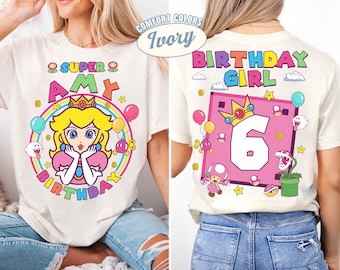 Custom Mario Princess Peach Birthday Shirt, Mario Galaxy Movie Shirt, Epic Universe Mario Family Shirt, Mario Luigi Birthday Theme Party
