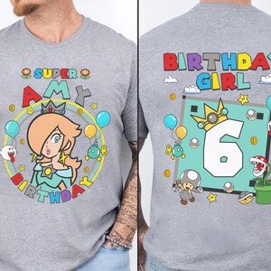 Chemise d'anniversaire personnalisée Mario Princess Rosalina, chemise de film Mario, chemise de famille Mario univers épique, cadeau d'anniversaire Mario Party image 4